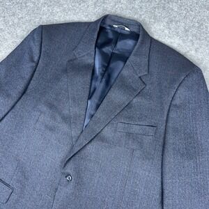 Joseph & Feiss Blazer Mens 48‎ Blue Gray Wool Herringbone Sport Coat Suit Jacket